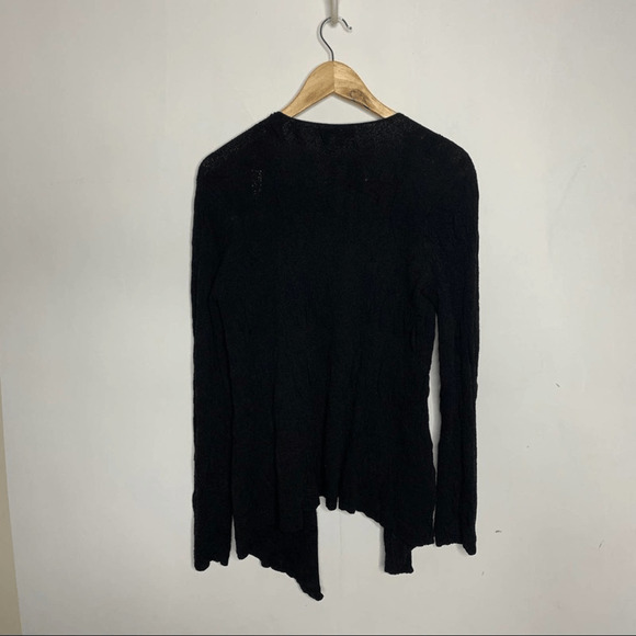 Eileen Fisher Textured open front cardigan Black Boxy woven knit Womens S Small - Picture 7 of 7